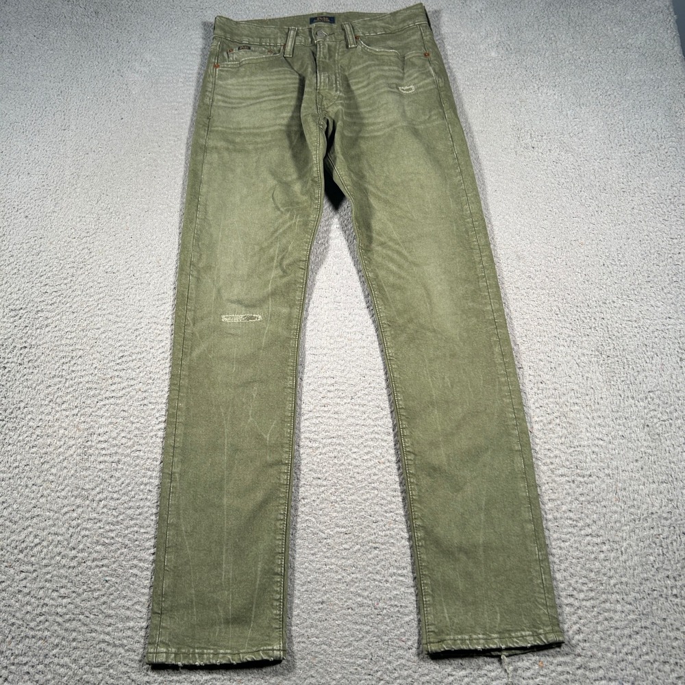 Polo Ralph Lauren Sullivan Slim Jeans Men 28x31 Olive Green Denim Stretch Preppy